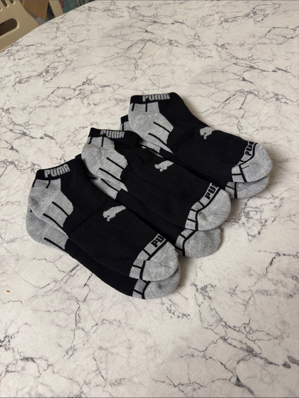Puma Men’s Black and Gray Low-Cut Athletic Socks - 3 Pack